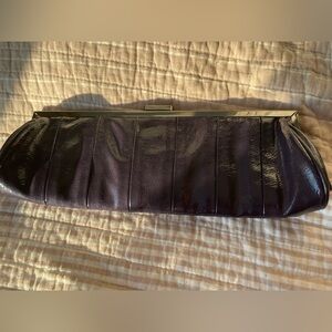 Patent Leather Purple Pleated Clutch